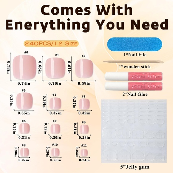 240 Pieces Nude Pink Press On Toe Nails - Picture 2 of 7